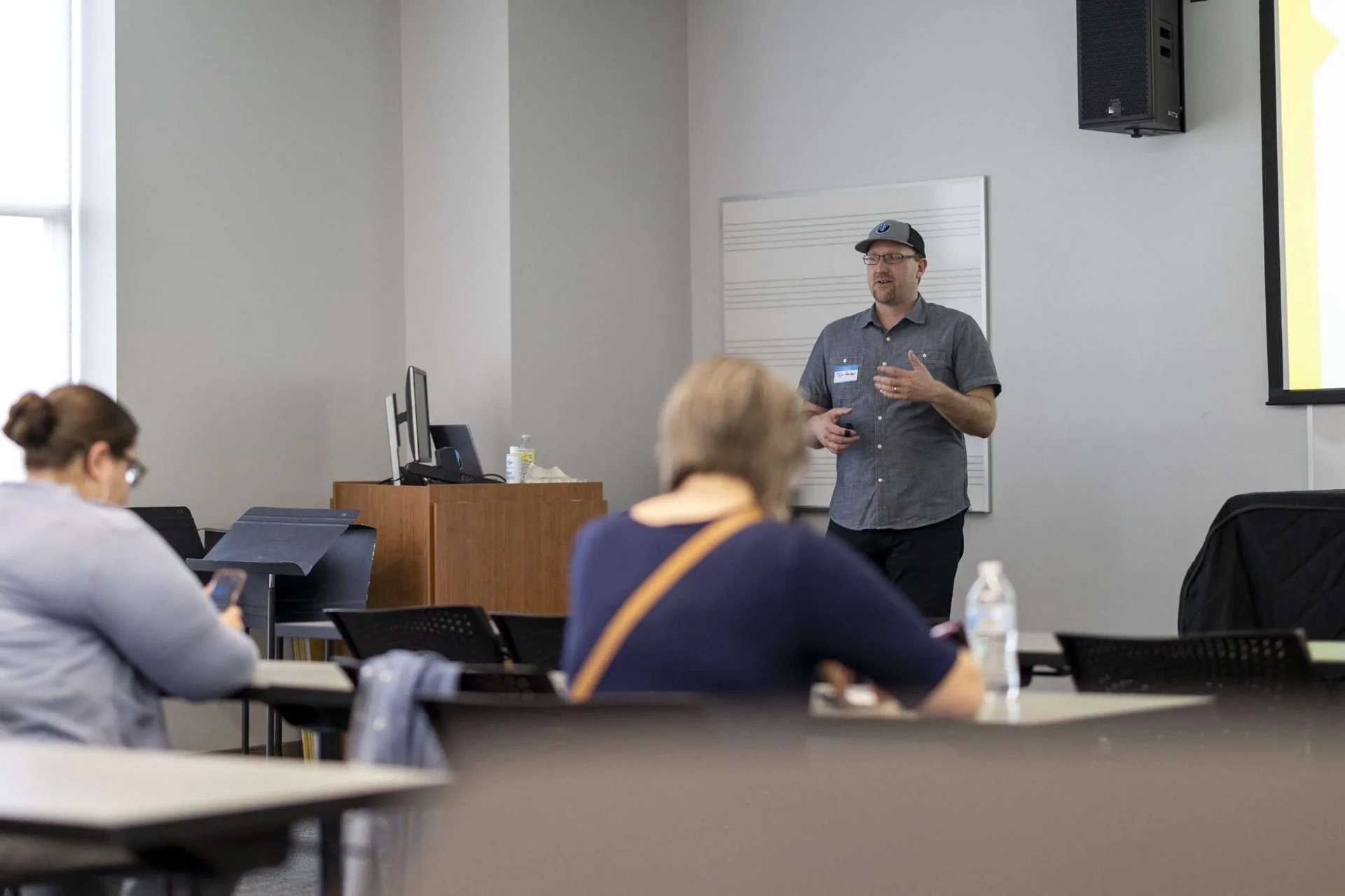 Tyler teaching at a worship and church communications conference